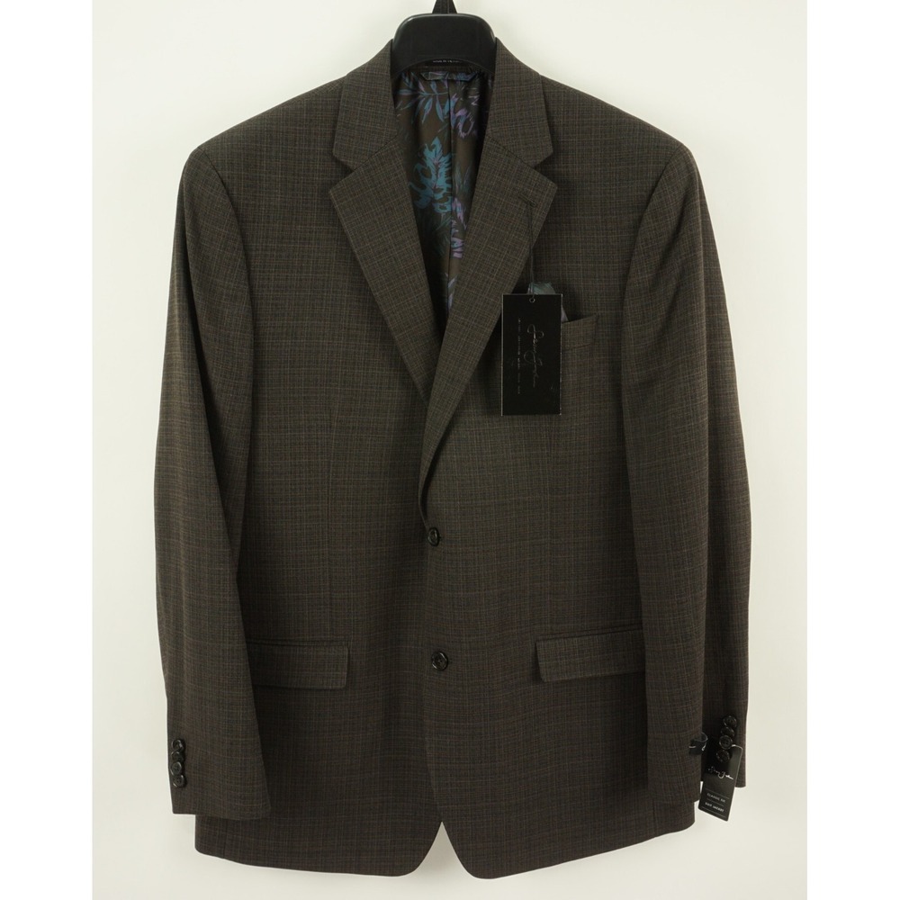 New‎ $360 Sean John Salisbury Men's 43L Classic Fit Brown Blue Check Suit Jacket